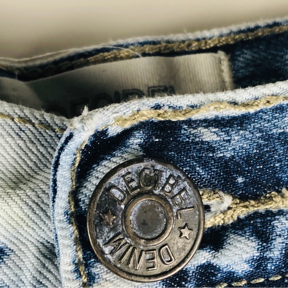 DECIBEL Pant Jean Short Men Metal Stub Belt Loop Acid Wash Distress Blue sz 40 - Picture 5 of 12